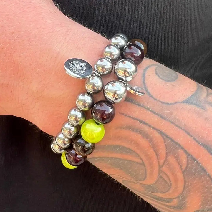 Handgemaakt in Nederland, kralenarmband, unisex, tiger eye, stainless steel, unieke look - Lemon Luxury