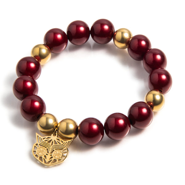 Burgundy rood cherry red premium steel armband met goude accententen. Uniek effect en unieke look. 