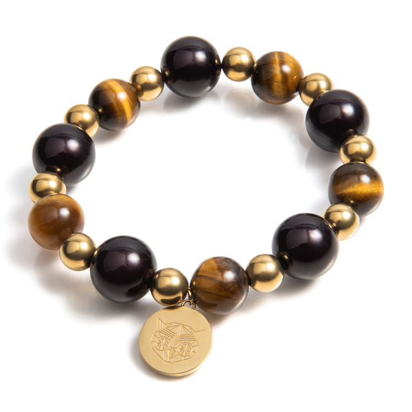 Kralen armband | Las Vegas | 316L Staal | 3D kraal | Tigereye | Handgemaakt